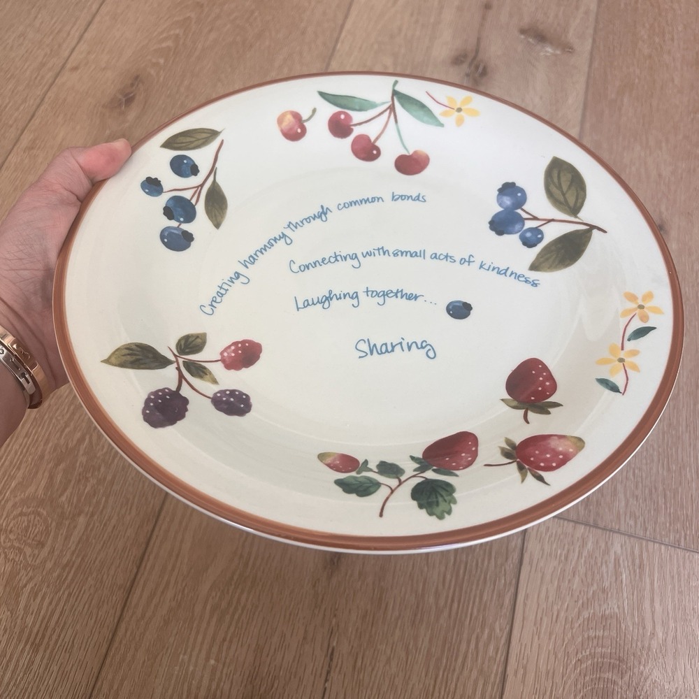 Longaberger Pottery Berry Serving Plate Thoughtful Words Verse 11 1/4" Ceramic - Picture 2 of 6